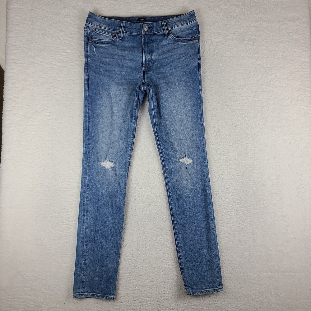 Express Jeans Mens 32x34 Blue Skinny Distress Conscious Edit‎ Light Wash Denim